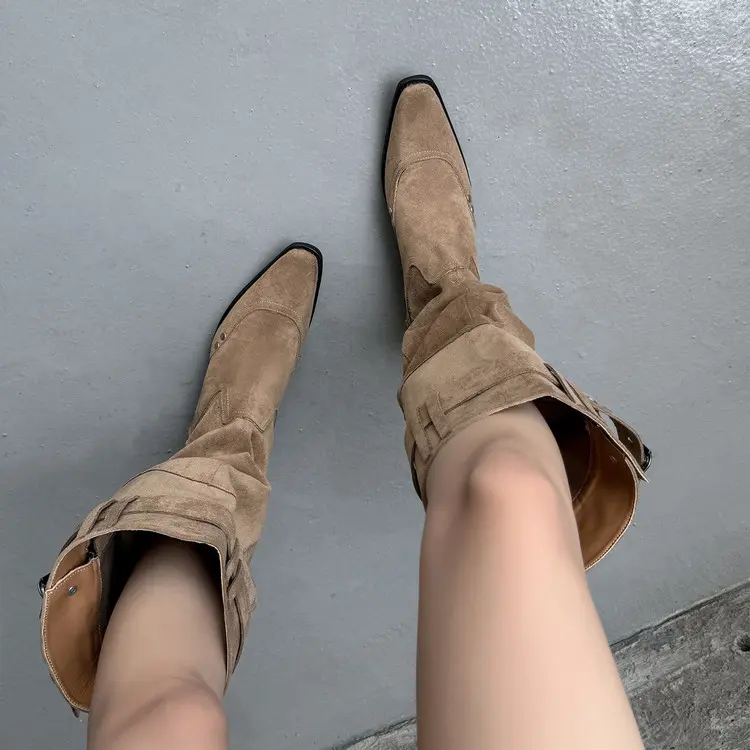 Discount 2025 Non-Slip Suede Mid Calf Boots: 4.2cm Block Heel, Square Toe Manufacturers, Company
