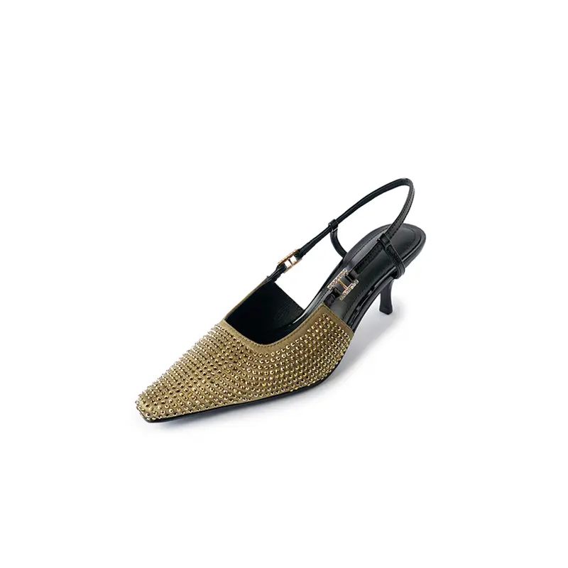 Custom Gold Glitter Slip-On Slingback Sandals for Women