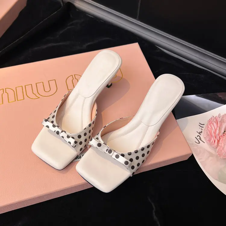 Discount Pink Satin Square Toe Bow Mule Slippers for Summer Manufacturers, Product