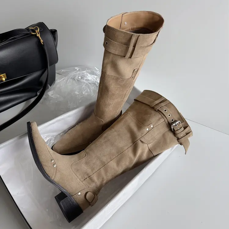 Discount 2025 Non-Slip Suede Mid Calf Boots: 4.2cm Block Heel, Square Toe Manufacturers, Company