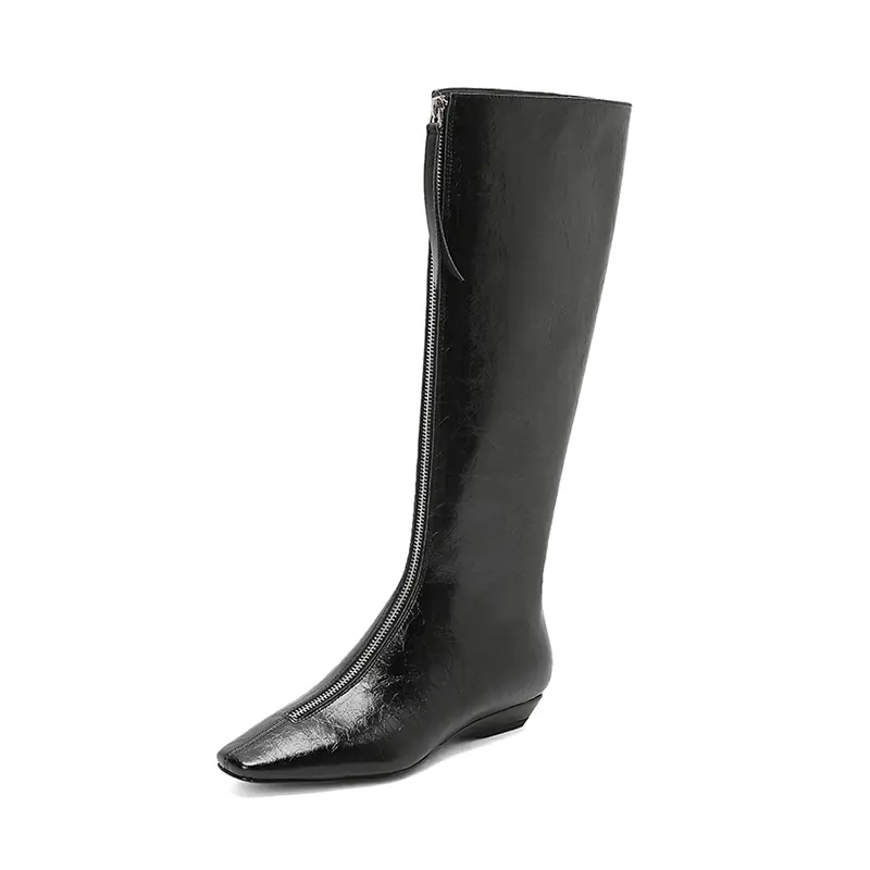 Best Square Toe Wedge Heel Knee High Boots Women Western Zip Closure Manufacturer, Companies