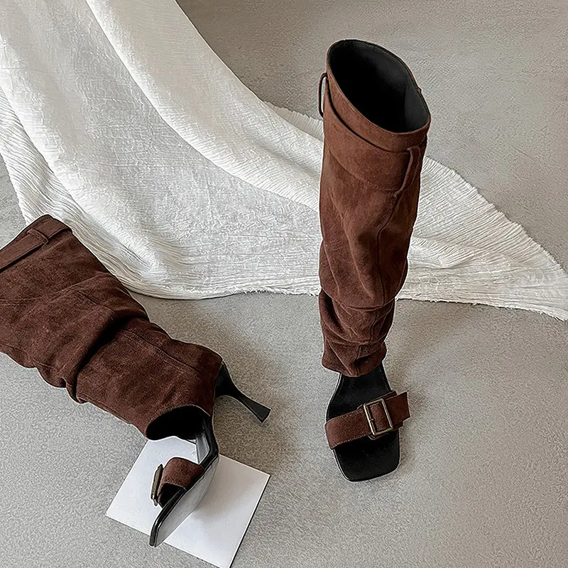Spice Girl Style Open-Toe Knee-high Summer Boots (6)
