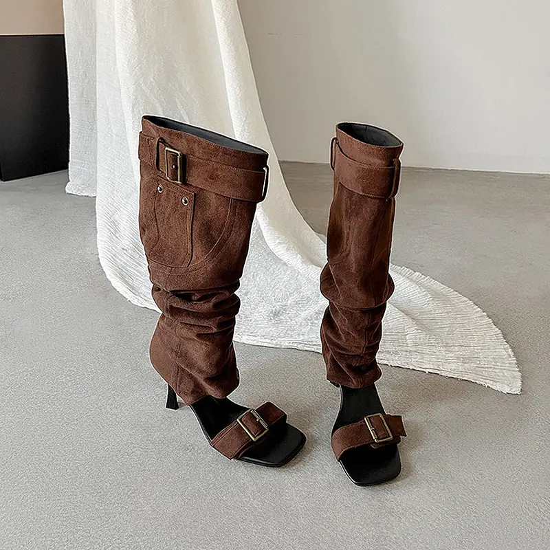 Spice Girl Style Open-Toe Knee-high Summer Boots (4)