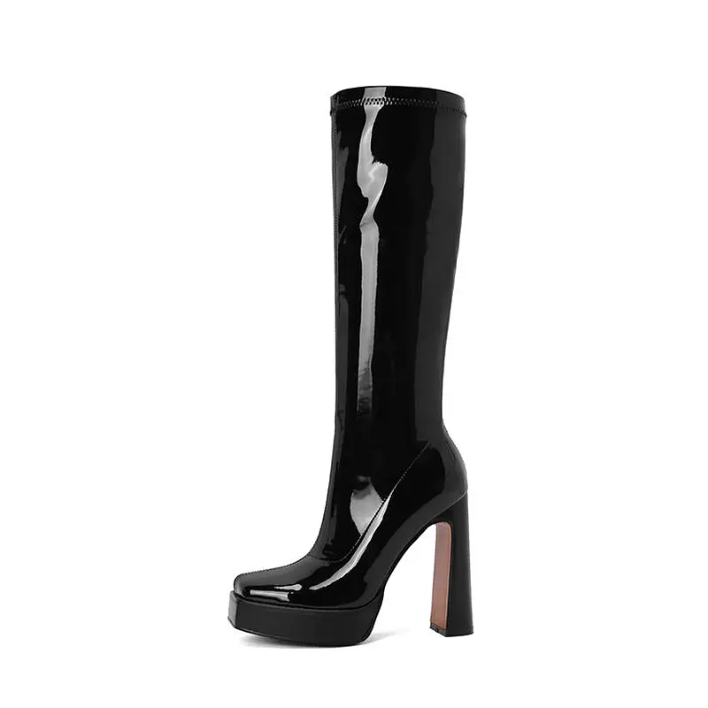 OEM Women's Leather Ankle Boots with Chunky Heel