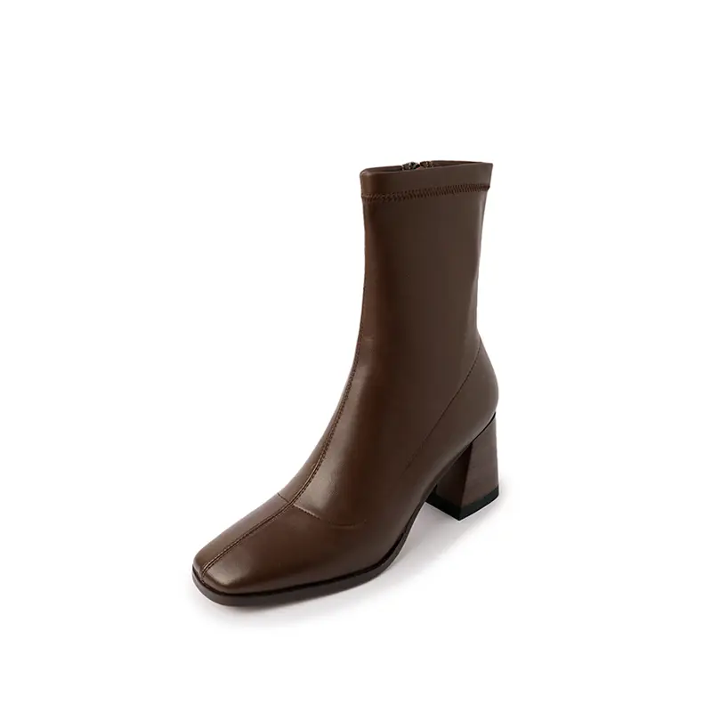High-Quality Western Square Ankle Boots 7.5cm Chunky Heel CE ROHS OEM Factory, Factories