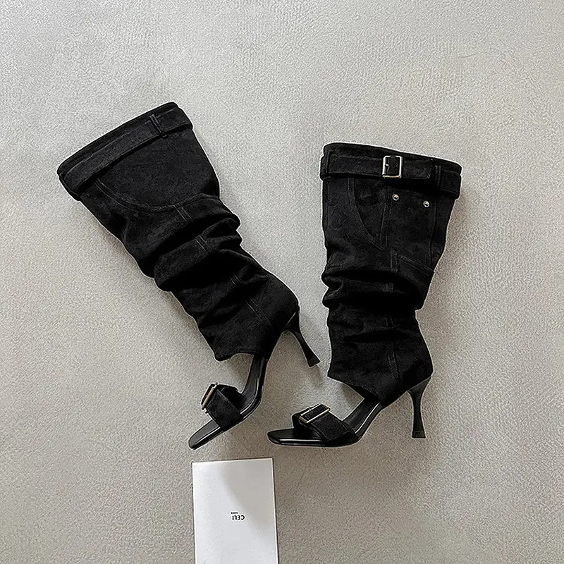 Spice Girl Style Open-Toe Knee-high Summer Boots (9)