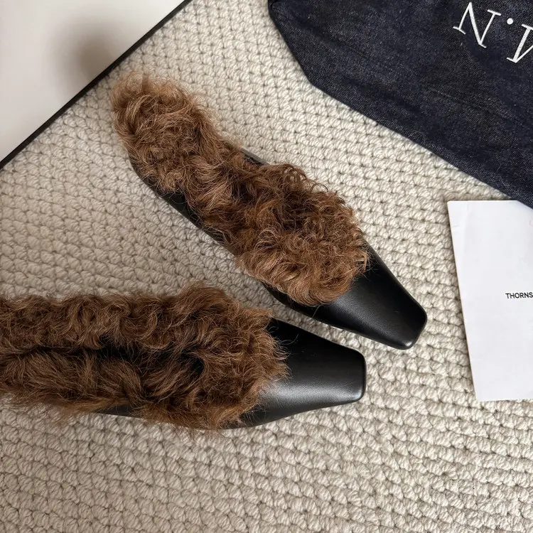 Custom Winter Wool Loafers: Slip-Resistant Furry Flats for Women Factory, Exporters