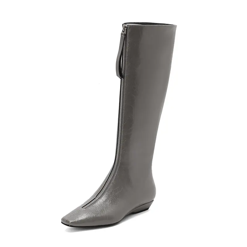 Best Square Toe Wedge Heel Knee High Boots Women Western Zip Closure Manufacturer, Companies