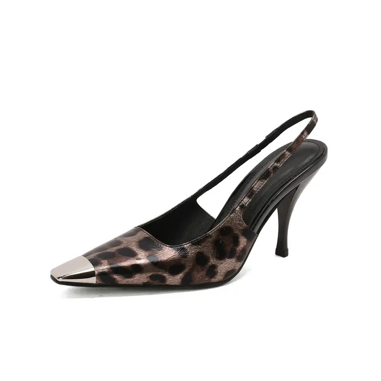 OEM Luxury Brown Leopard Patent Leather Western Pumps 9cm Stiletto Factories, Product
