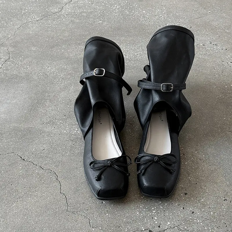 Best 2025 Custom Ballet Wedge Heel Mid-Calf Buckle Boots Manufacturers, Company