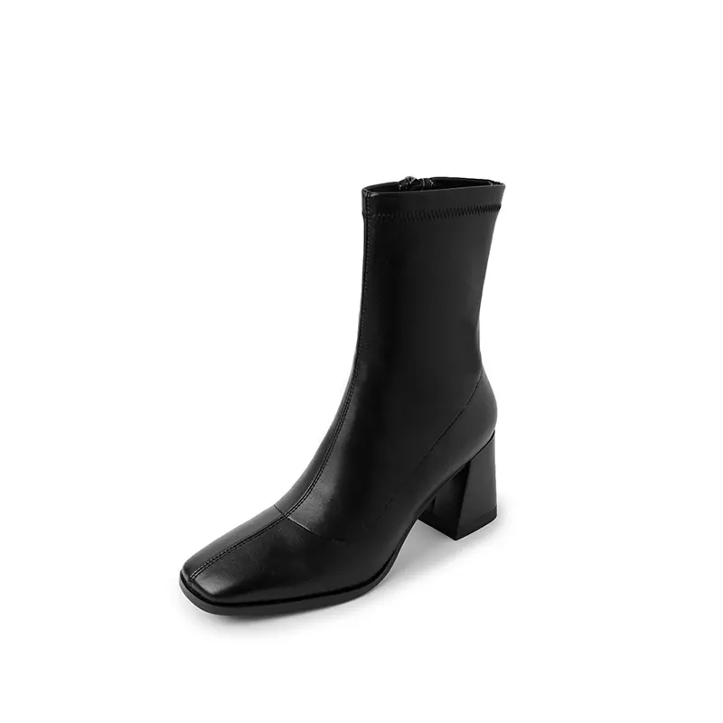 High-Quality Western Square Ankle Boots 7.5cm Chunky Heel CE ROHS OEM Factory, Factories