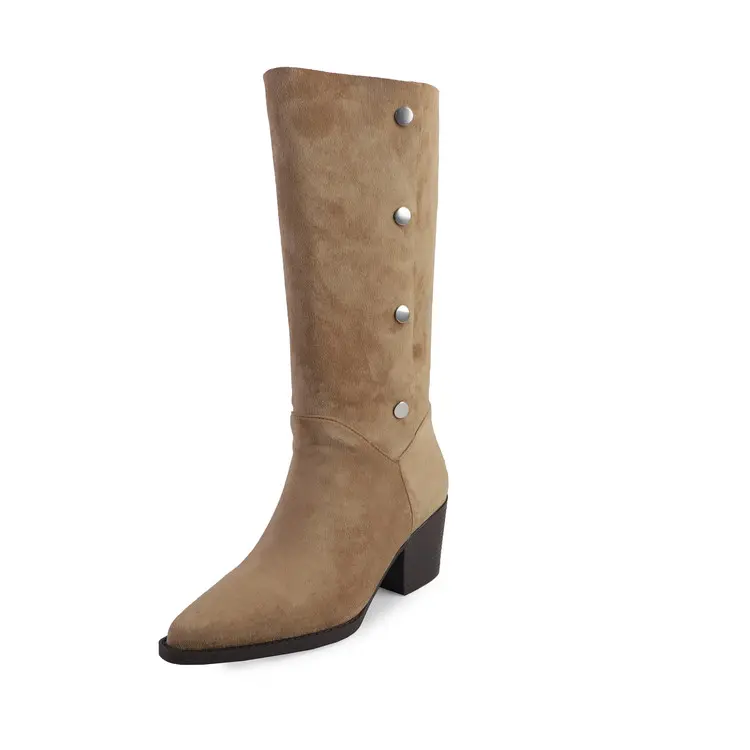 Discount Trendy Suede Ankle Boots: Metal Rivet, Fold-Cuff, 6.5cm Chunky Heel Exporters, Companies