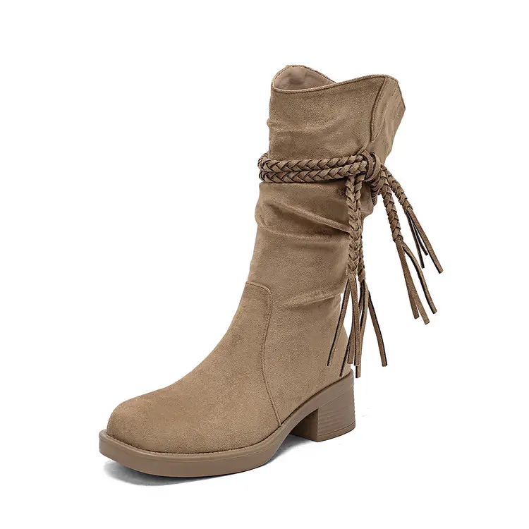 Discount Women's Custom Distressed Fringe Lace Cowboy Boots CE ROHS Mid-Calf Quotes, Companies