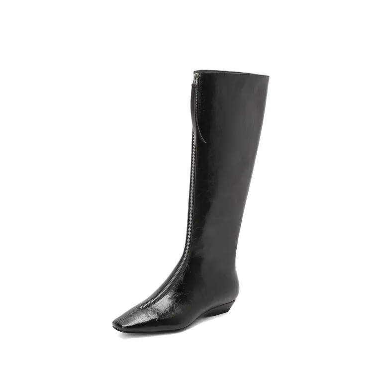Best Square Toe Wedge Heel Knee High Boots Women Western Zip Closure Manufacturer, Companies