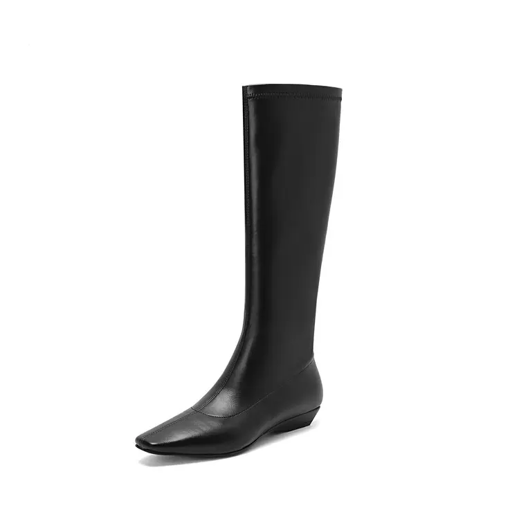 China Western Chunky Heel Winter Knee High Boots Fleece-Lined Non-Slip Supplier, Pricelist