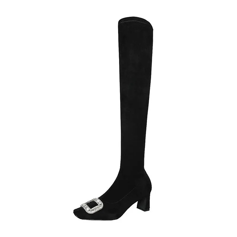 CE Certification Black Velvet Rhinestone Over-the-Knee Stiletto Boots Suppliers, Products