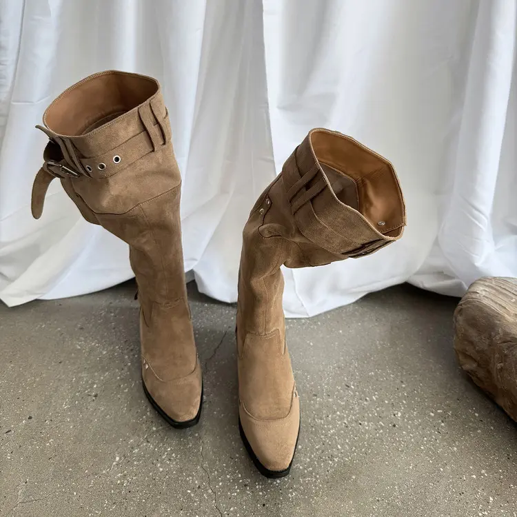 Discount 2025 Non-Slip Suede Mid Calf Boots: 4.2cm Block Heel, Square Toe Manufacturers, Company