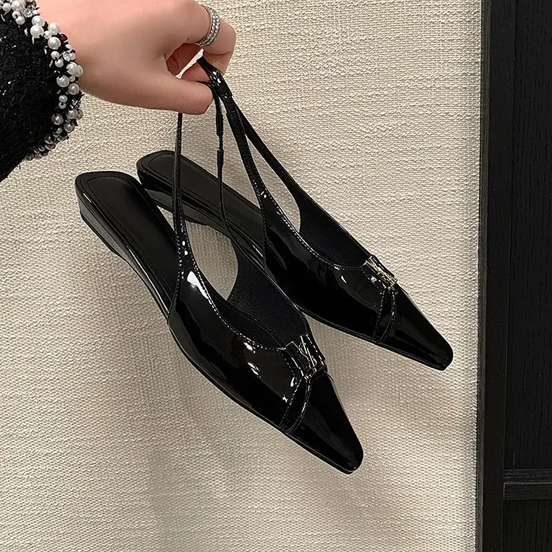 OEM Women's 2025 Metal Buckle Patent Leather Flats Exporters, Service