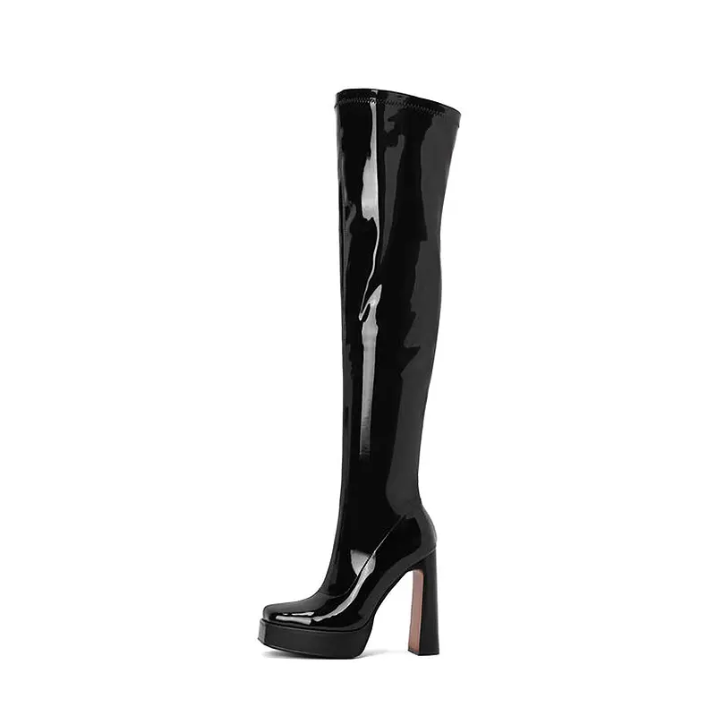 OEM Women's Leather Ankle Boots with Chunky Heel