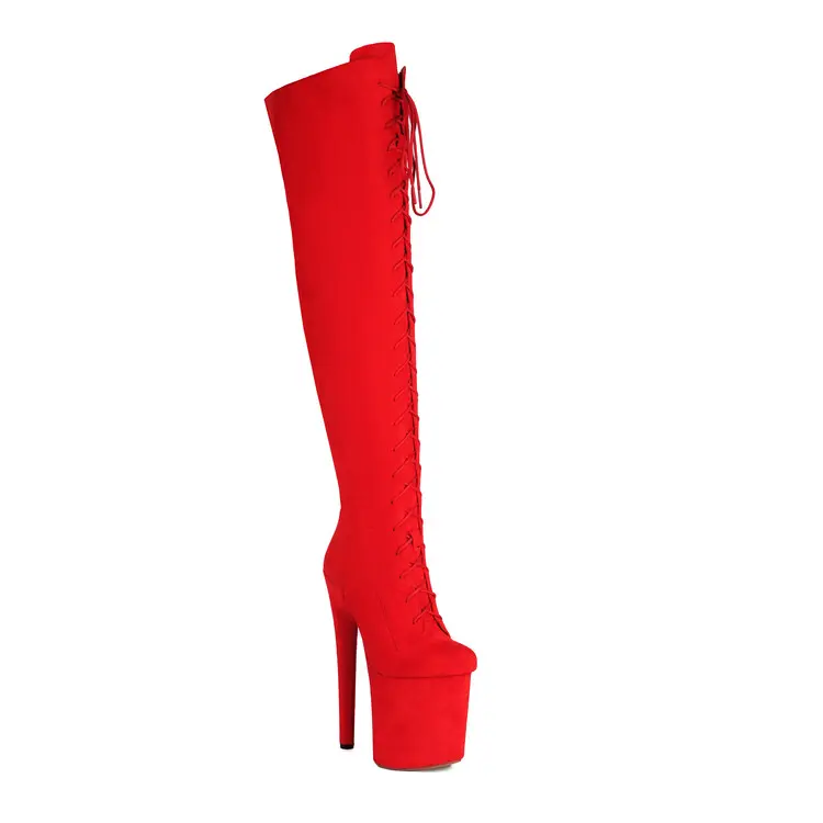 ODM 20cm Ultra High Heel Pole Dance Thigh Boots in Seductive Red Exporter, Company