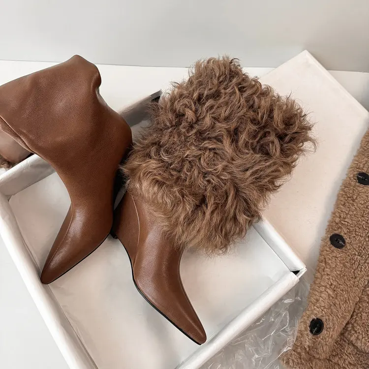 Women's Wool Mid-Calf Boots with Wedge Heel-18