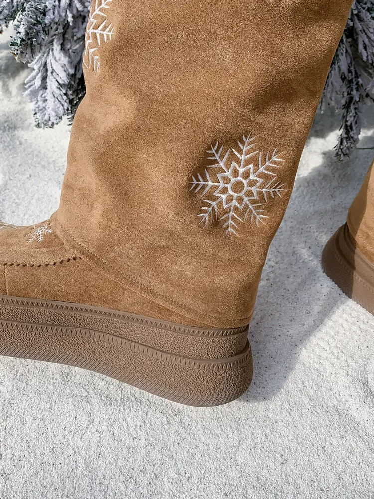 Women's Wool Knee-High Boots for Christmas Suede Upper 12