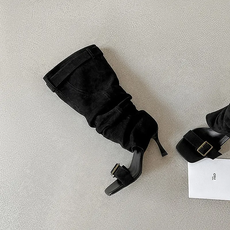 Spice Girl Style Open-Toe Knee-high Summer Boots (10)