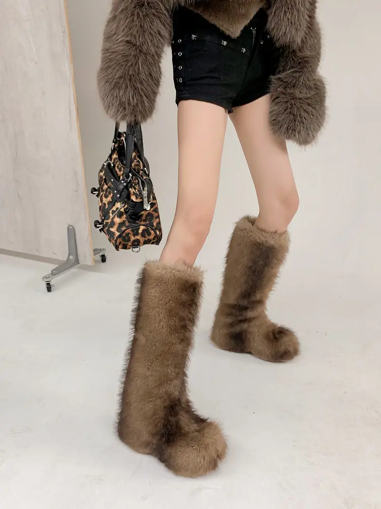 Rabbit Fur Snow Boots Genuine Leather & Slip-Resistant 20