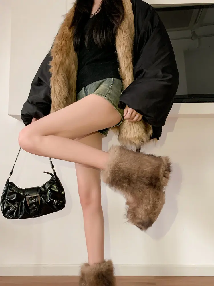 Rabbit Fur Snow Boots Genuine Leather & Slip-Resistant 27