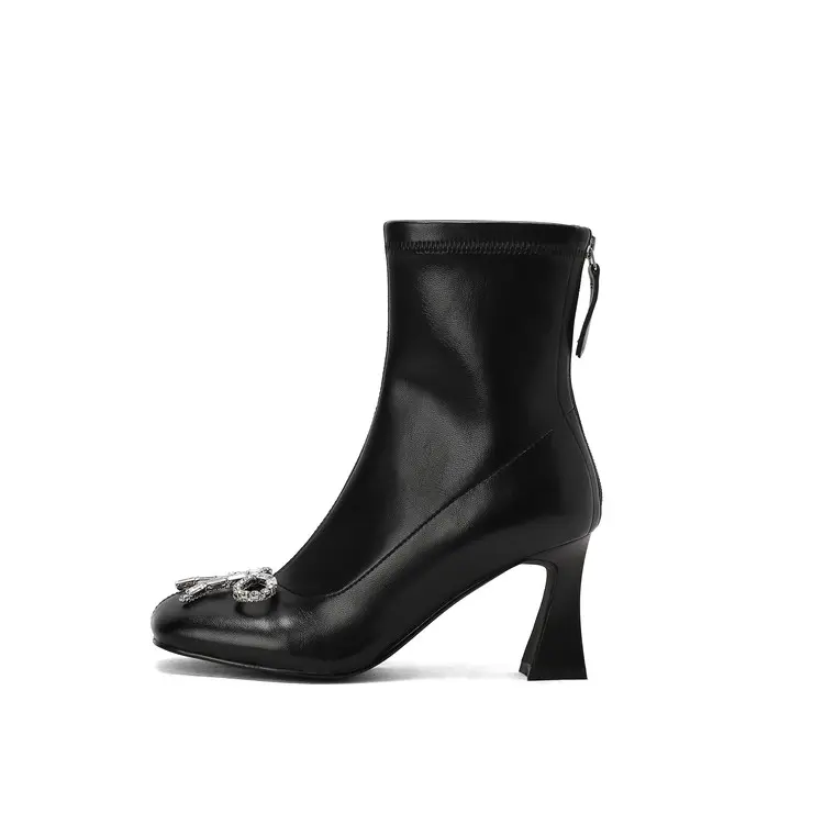 Custom Rhinestone Bow Boots with OEM Option Cone Heel Manufacturers, Product