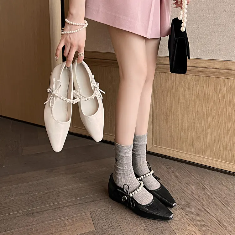 Pointed Toe Mary Jane Flats Style 10