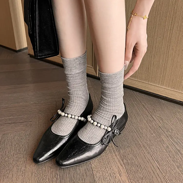 Pointed Toe Mary Jane Flats Style 7