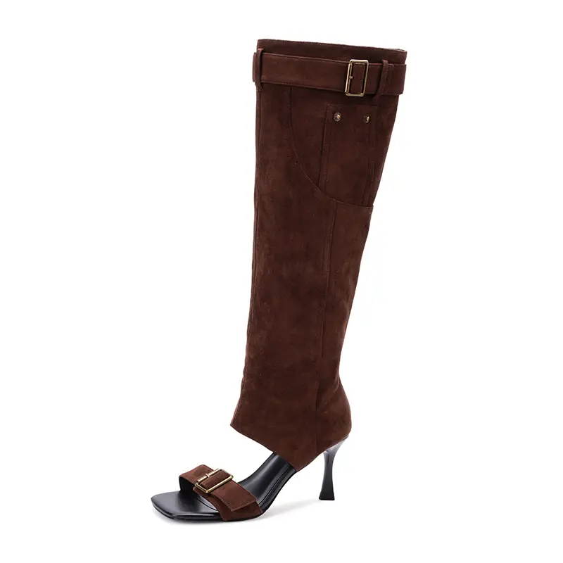 China Y2K Open-Toe Suede Knee-High Custom Boots Supplier, Manufacturers