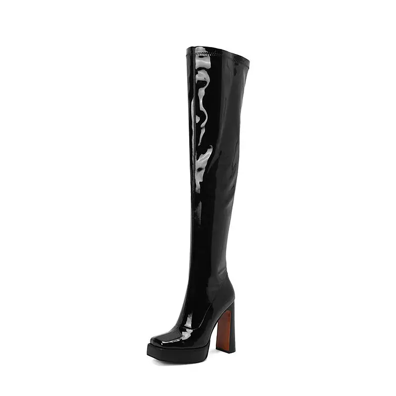 Custom Square Toe Y2K Platform Boots for Clubwear