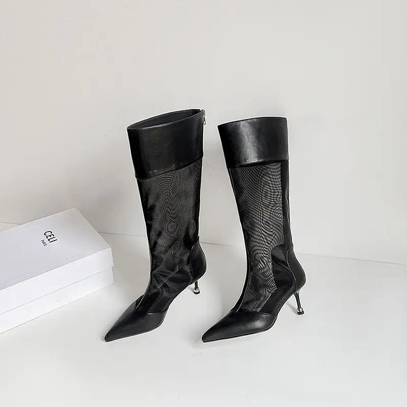 OEM Pointed Toe Mesh Knee-High Summer Boots