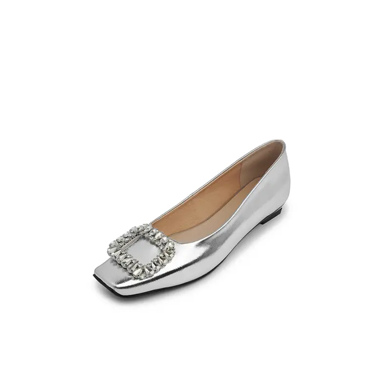 China Satin Rhinestone Square-Toe Flats Manufacturer Comfortable Factories, Products