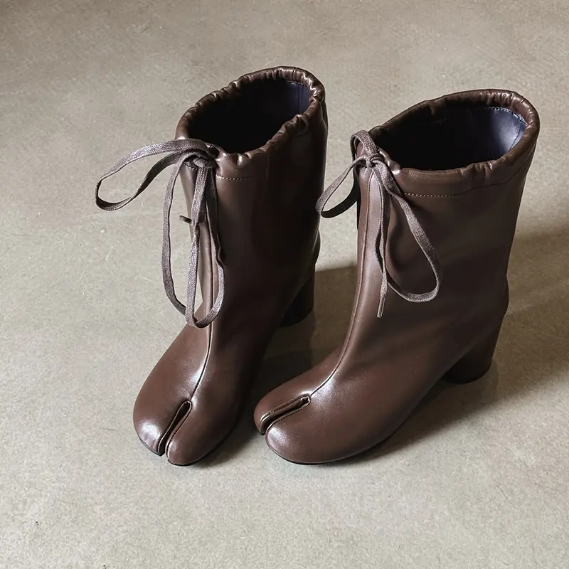 CE Certification Bulk Custom Split Toe Bow Mid Calf Cowhide Boots Manufacturers, Suppliers