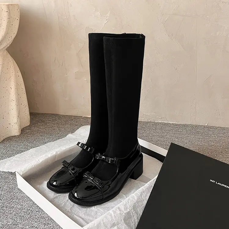 High-Quality Factory Bulk 5.5cm Block Heel Mary Jane Sock Boots Factories, Exporter