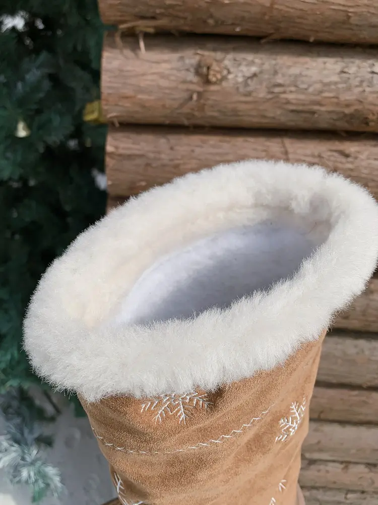 Women's Wool Knee-High Boots for Christmas Suede Upper 13