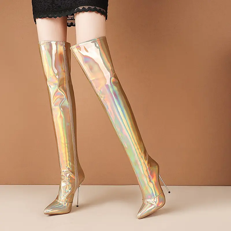 Famous Holographic Over Knee Wholesale Stiletto Boots Suppliers, Companies