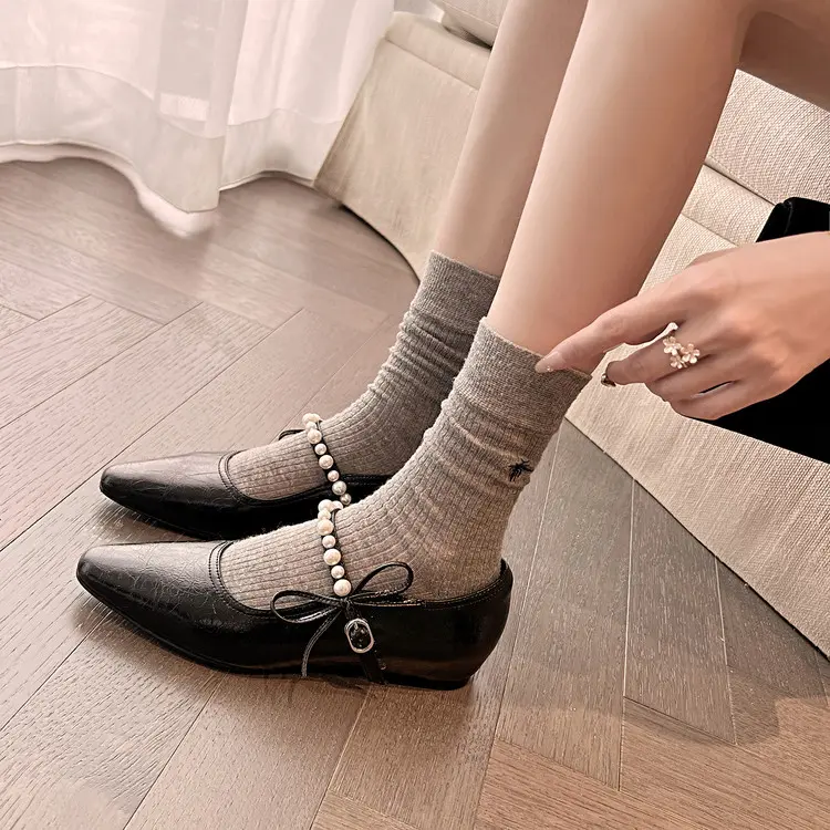 Pointed Toe Mary Jane Flats Style 17