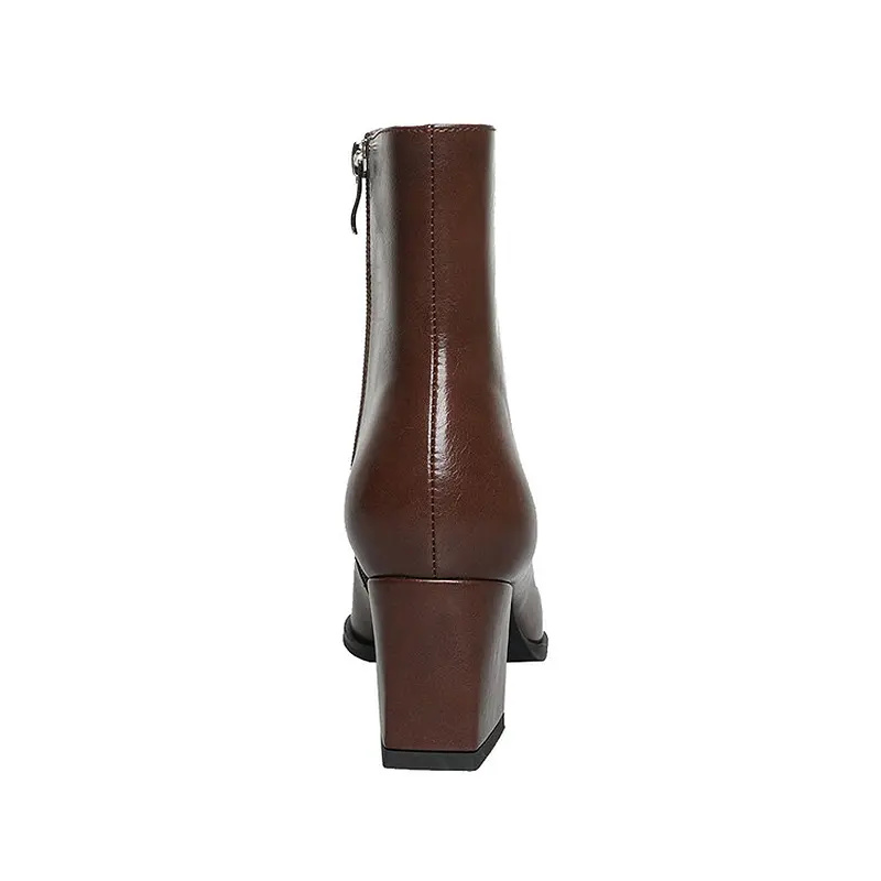 Wholesale Square Toe Leather Ankle Boots for Casual