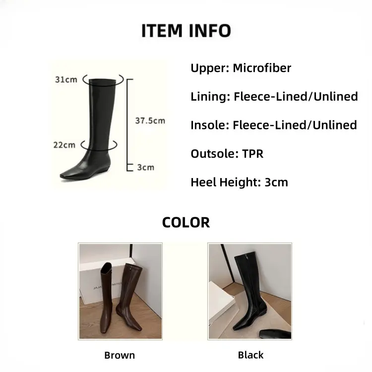 Western Square Toe Chunky Heel Ankle Boots Fleece-Lined