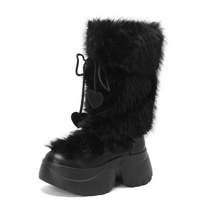 Custom Faux Fur Platform Mid-Calf Snow Boots Vendor