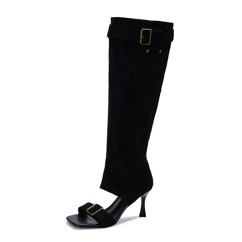 China Y2K Open-Toe Suede Knee-High Custom Boots Supplier, Manufacturers