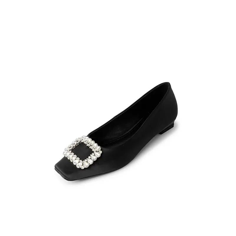 China Satin Rhinestone Square-Toe Flats Manufacturer Comfortable Factories, Products