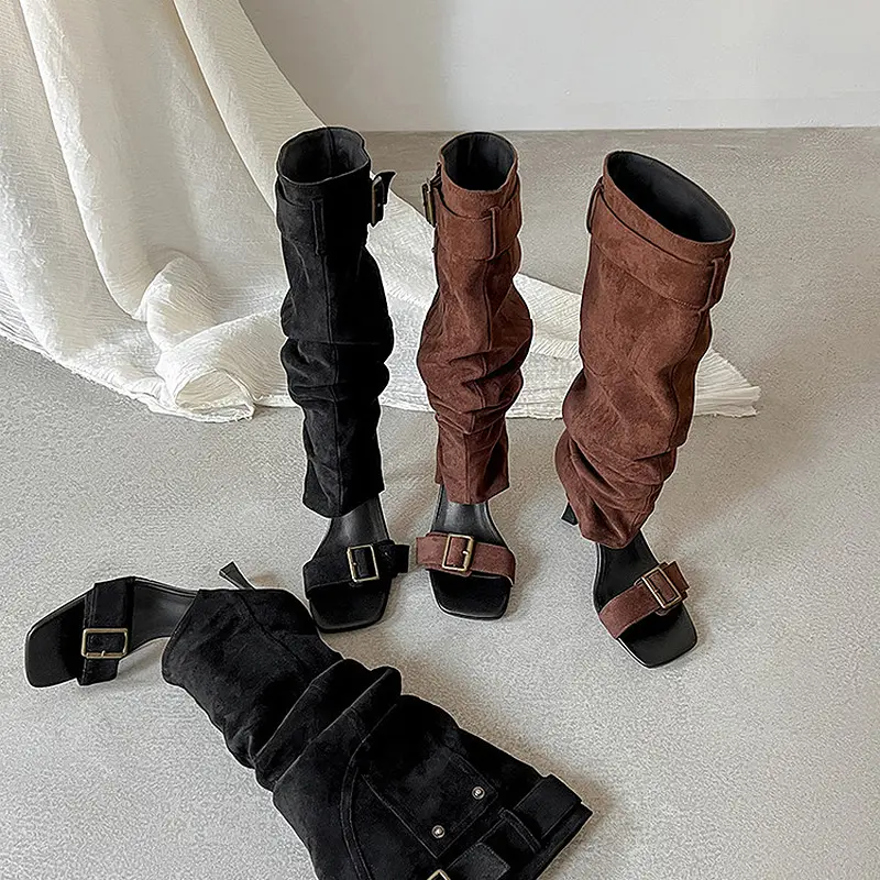 Spice Girl Style Open-Toe Knee-high Summer Boots (7)