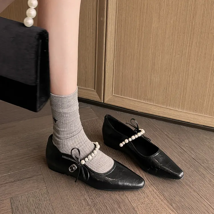 Pointed Toe Mary Jane Flats Style 6