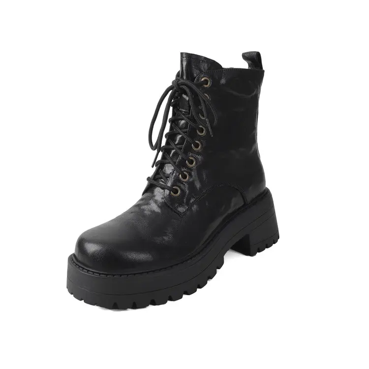 Wholesale Sheepskin Leather Lace Up Ankle Martin Boots Custom