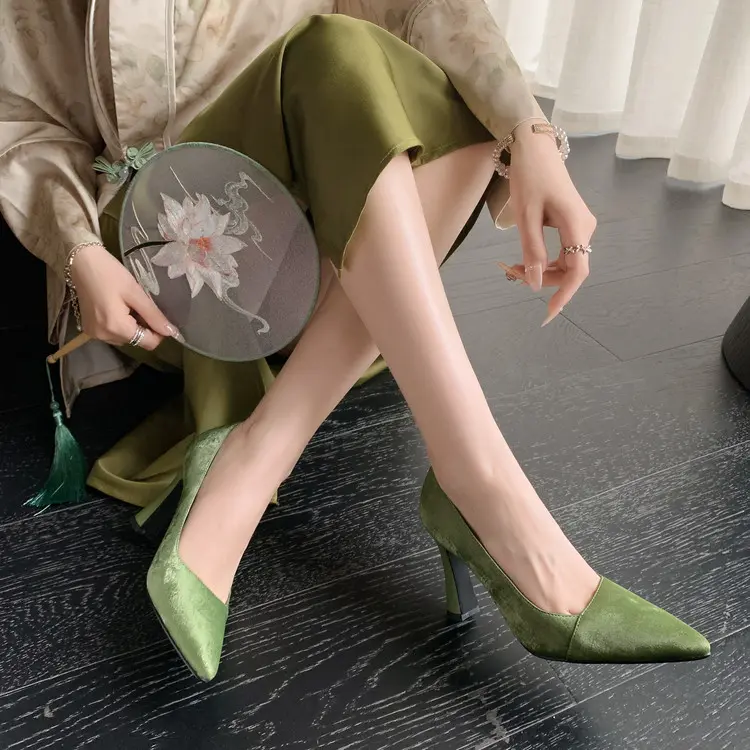 Apricot Korea Style Women's Pumps Genuine Leather Slip-Ons (24)